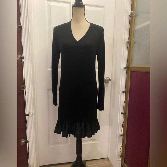 Halston Heritage wool/silk sweater dress with ruffle trim, XS - Picture 4 of 12